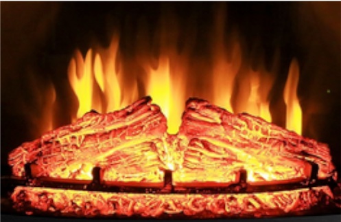 AKDY 28 Black Electric Firebox Fireplace Heater Insert - flame effect detail