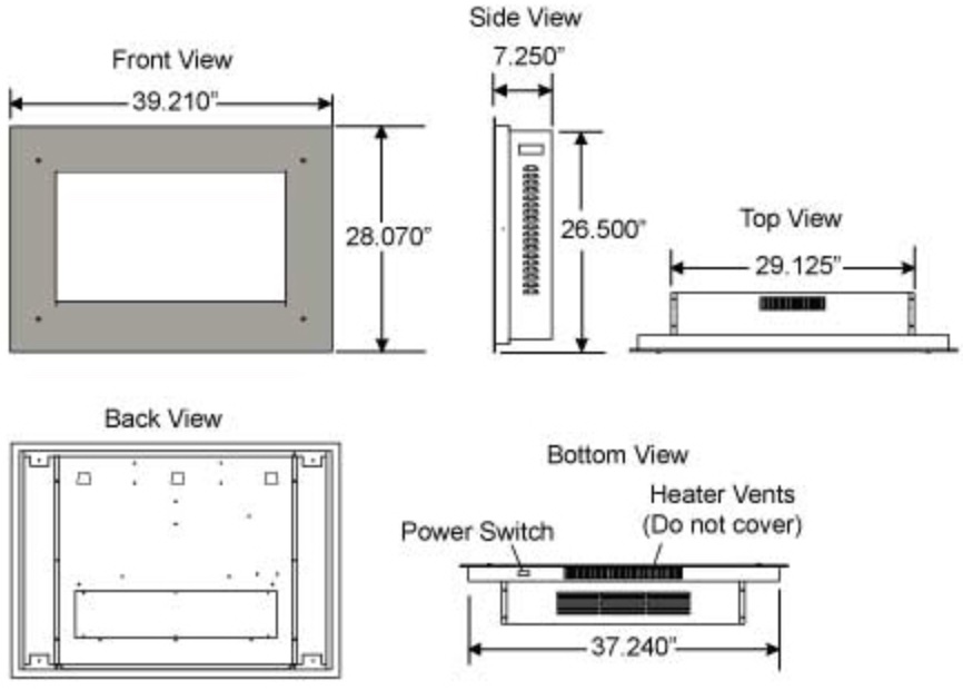 electric fireplace dimensions
