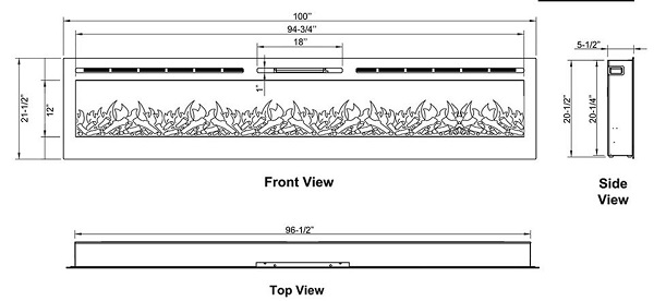 Touchstone Sideline Fireplace specifications